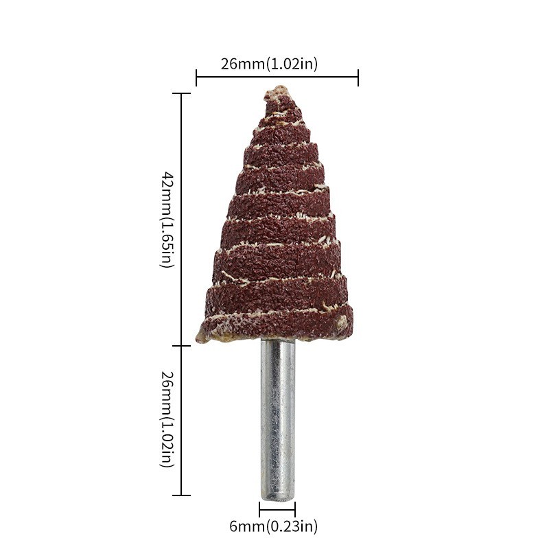 5× Sandpaper Tapered Cone Grinding Head Polishing Sanding for Wood Plastic Metal
