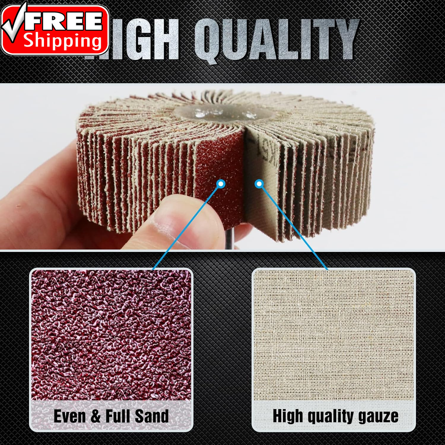 20 Pcs Flap Wheel Sander Set 80 Grit Sanding Wheel for Drill 1/4″ Shank for Meta