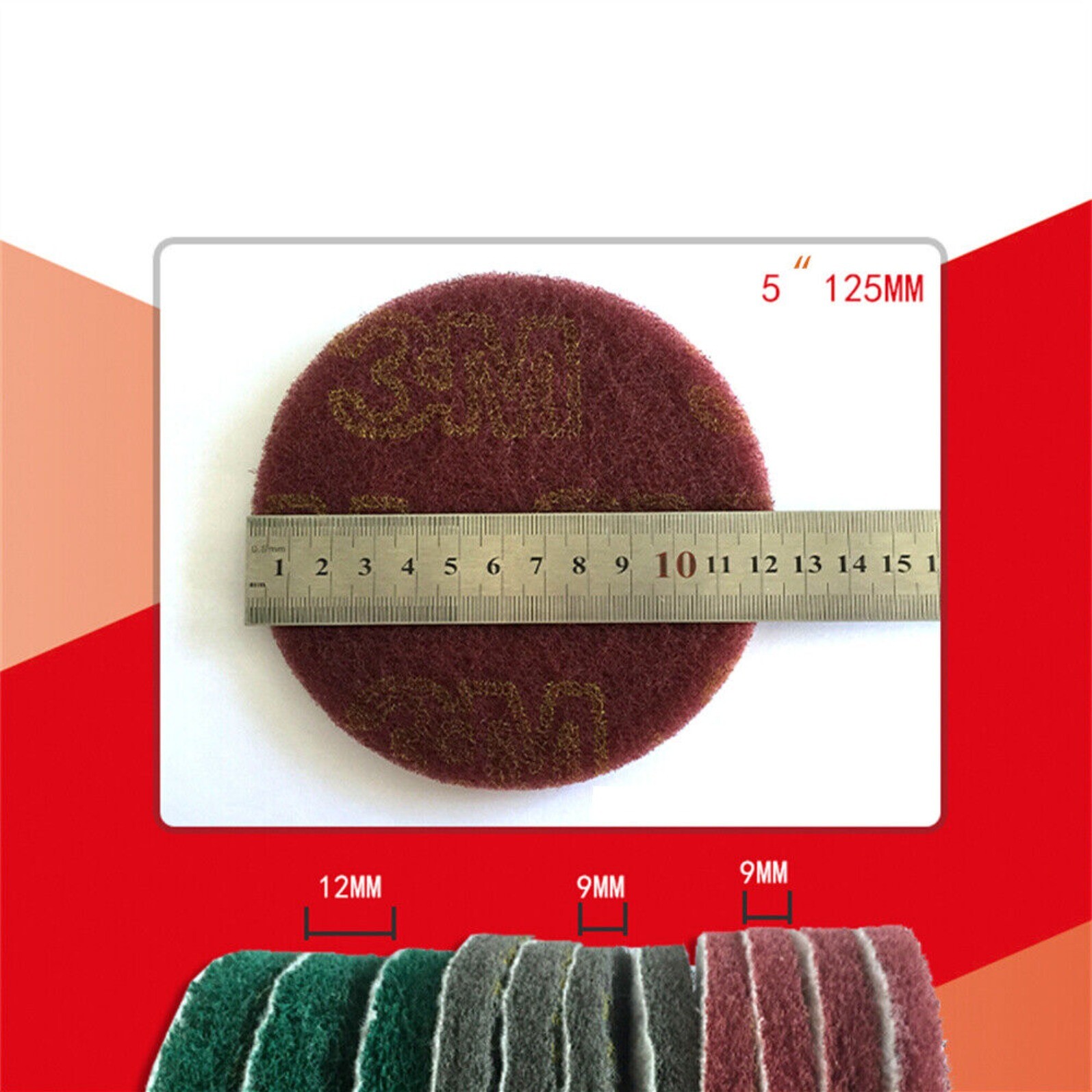 5 inch 125mm Scouring Pad Hook and Loop Abrasive Cleaning Pad Coarse Medium Fine