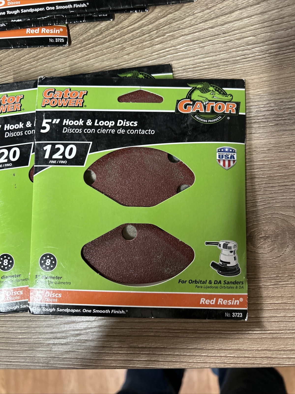 Gator Red Resin 5″ Hook&Loop Sanding Discs (13 -5 packs Of 60 & 15 0f 120grit