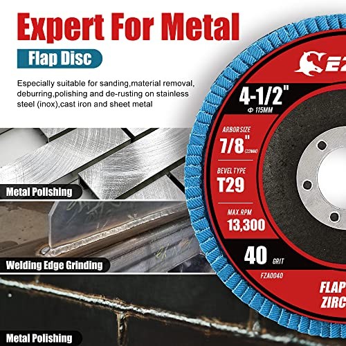Flap Discs 40 Grit, 4 1/2 x 7/8-Inch Flap Sanding 40 GRIT Standard Version
