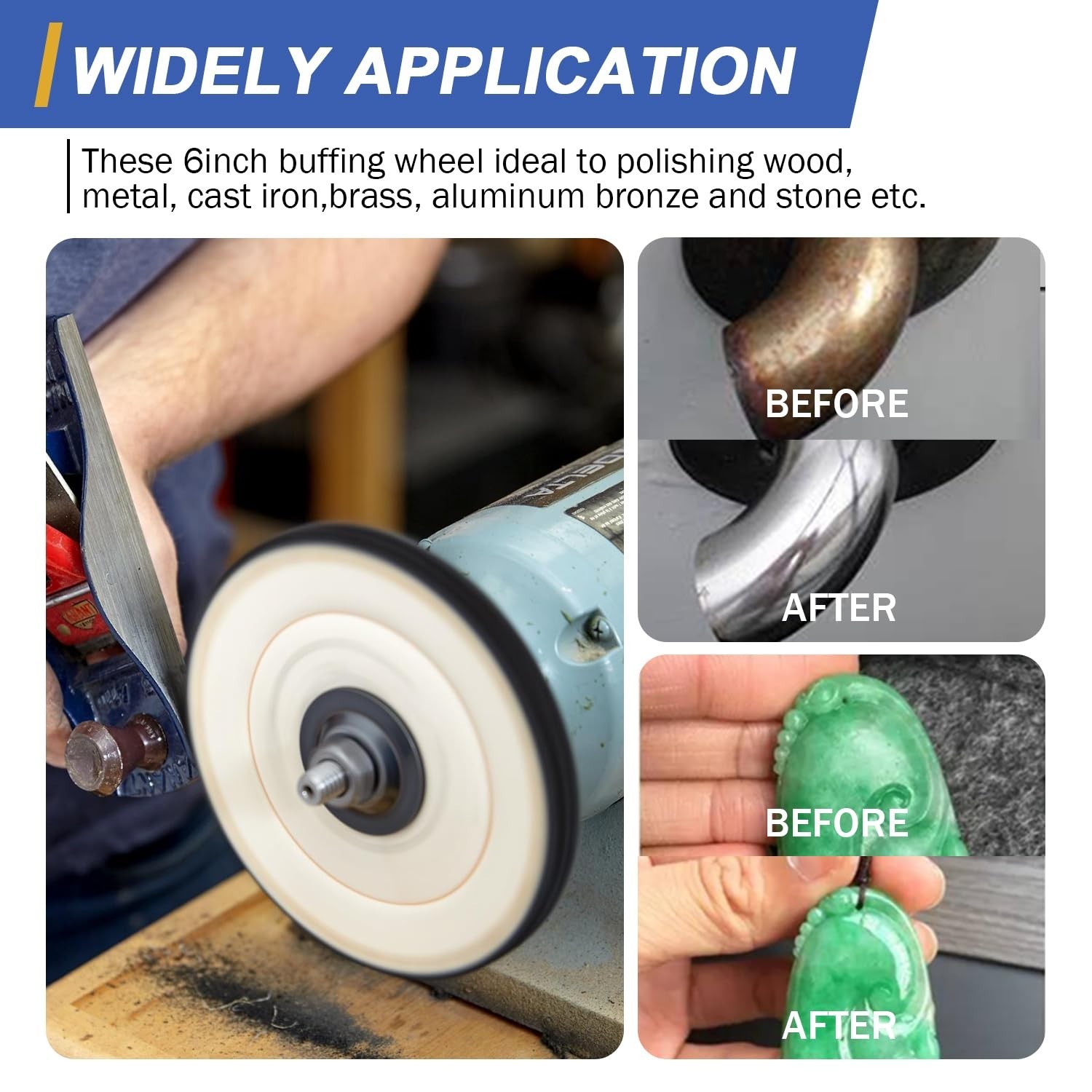 6 Inch Buffing Polishing Wheels Kit with Compounds for Metal Wood Grinding