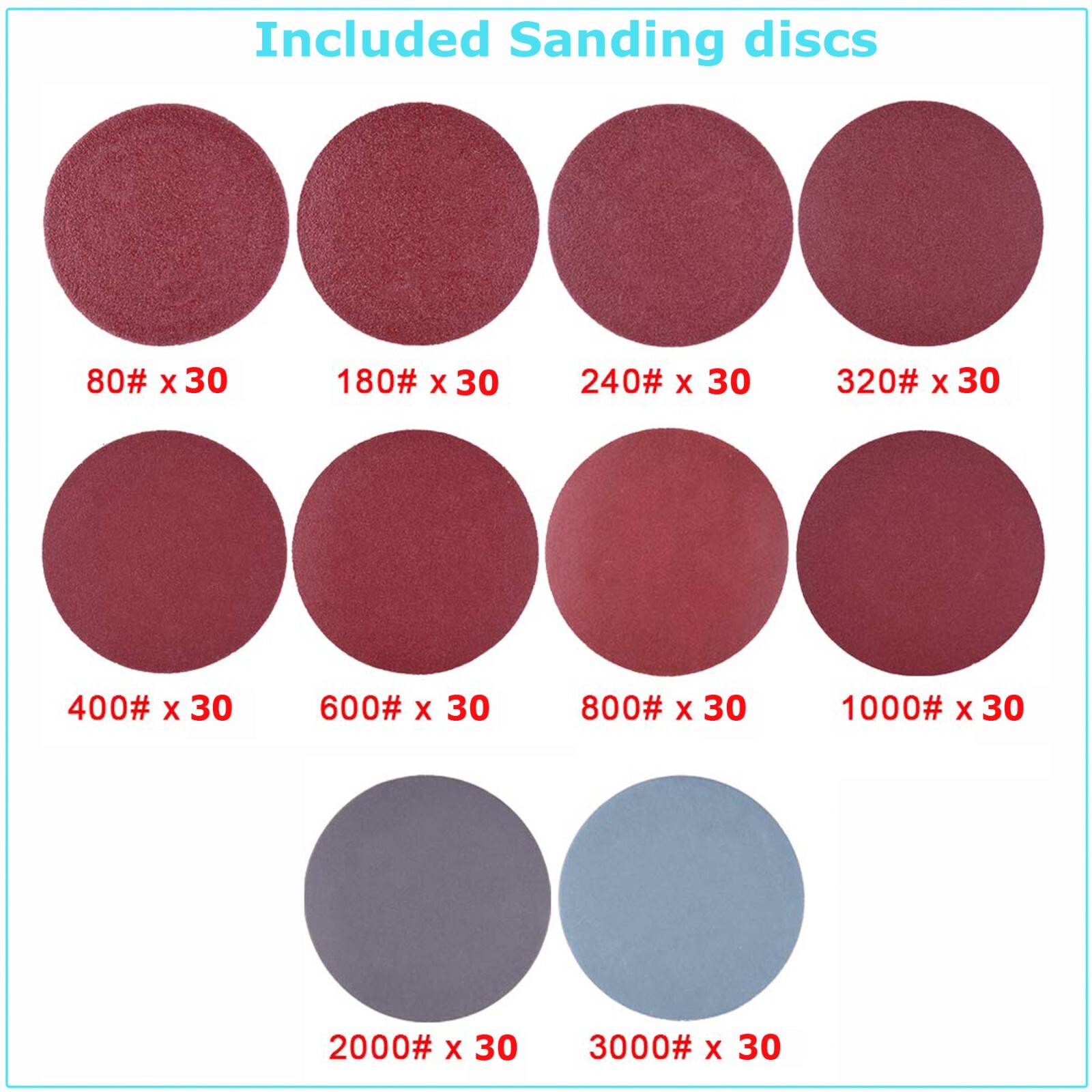 306PC 2 inch Sanding Discs Dry Hook Loop 80-3000 Grit for Drill Die Grinder US