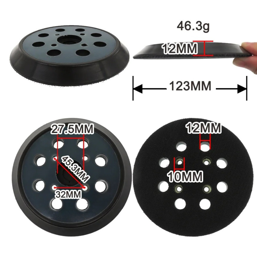 1pc 5 Inch 8 Hole Orbital Sander Replacement Backing Pad Plate Sander Pad – NEW