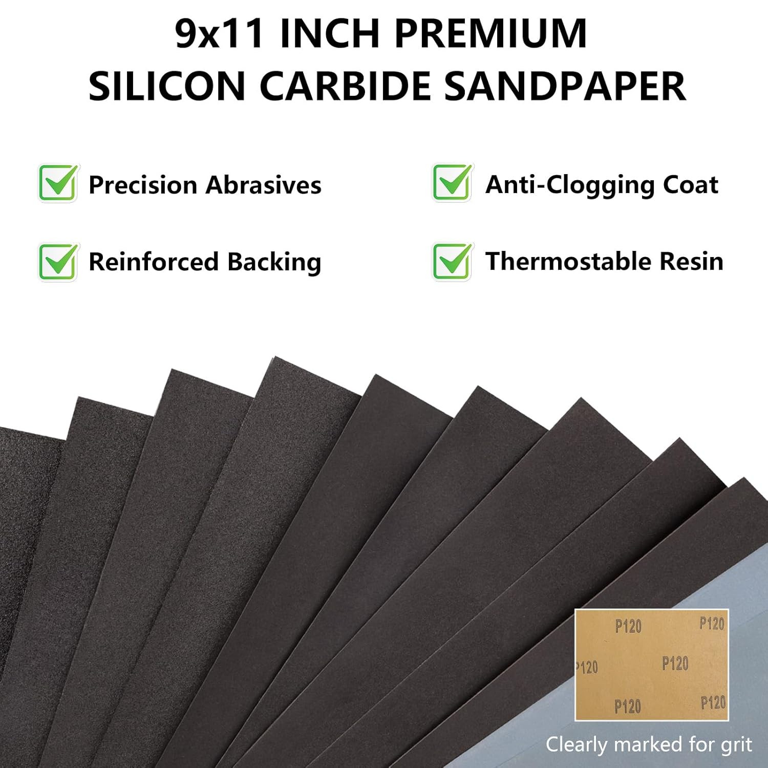 Extra Fine 5000 Grit Sandpaper Sheets, 9×11 Inch, 5 Pack for Wet/Dry Use