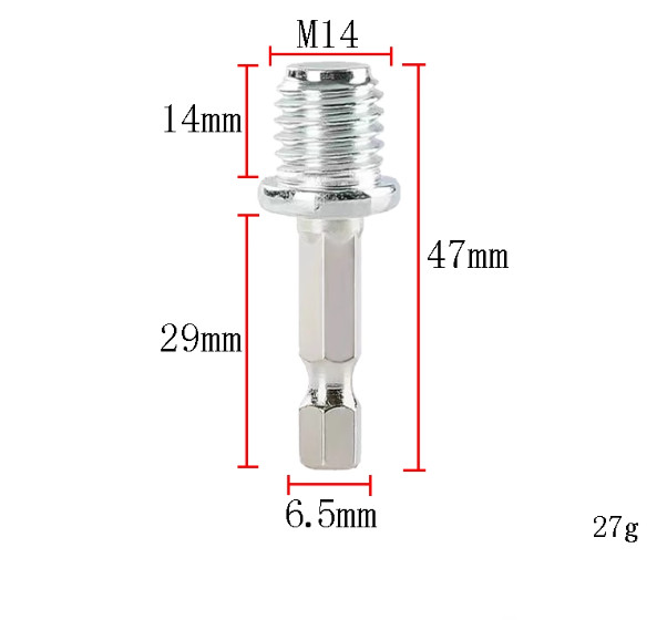 M10 M14 Thread to Power Drill Adapter Hex Shank for Polishing Backing Pads