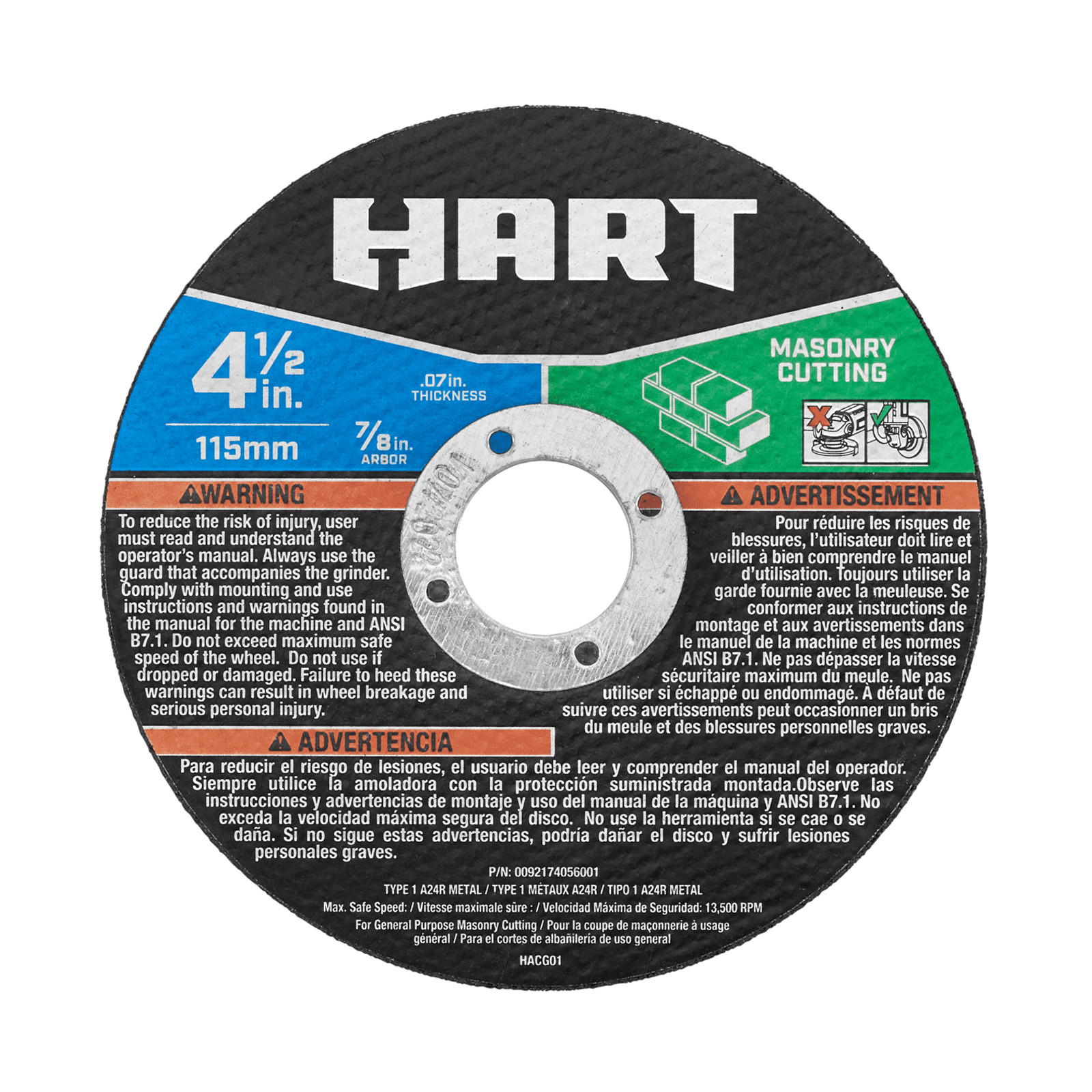 HART 4-1/2-inch Type 1 Grinder Masonry Cutting Wheel (7/8″ Arbor)- 2 PACK