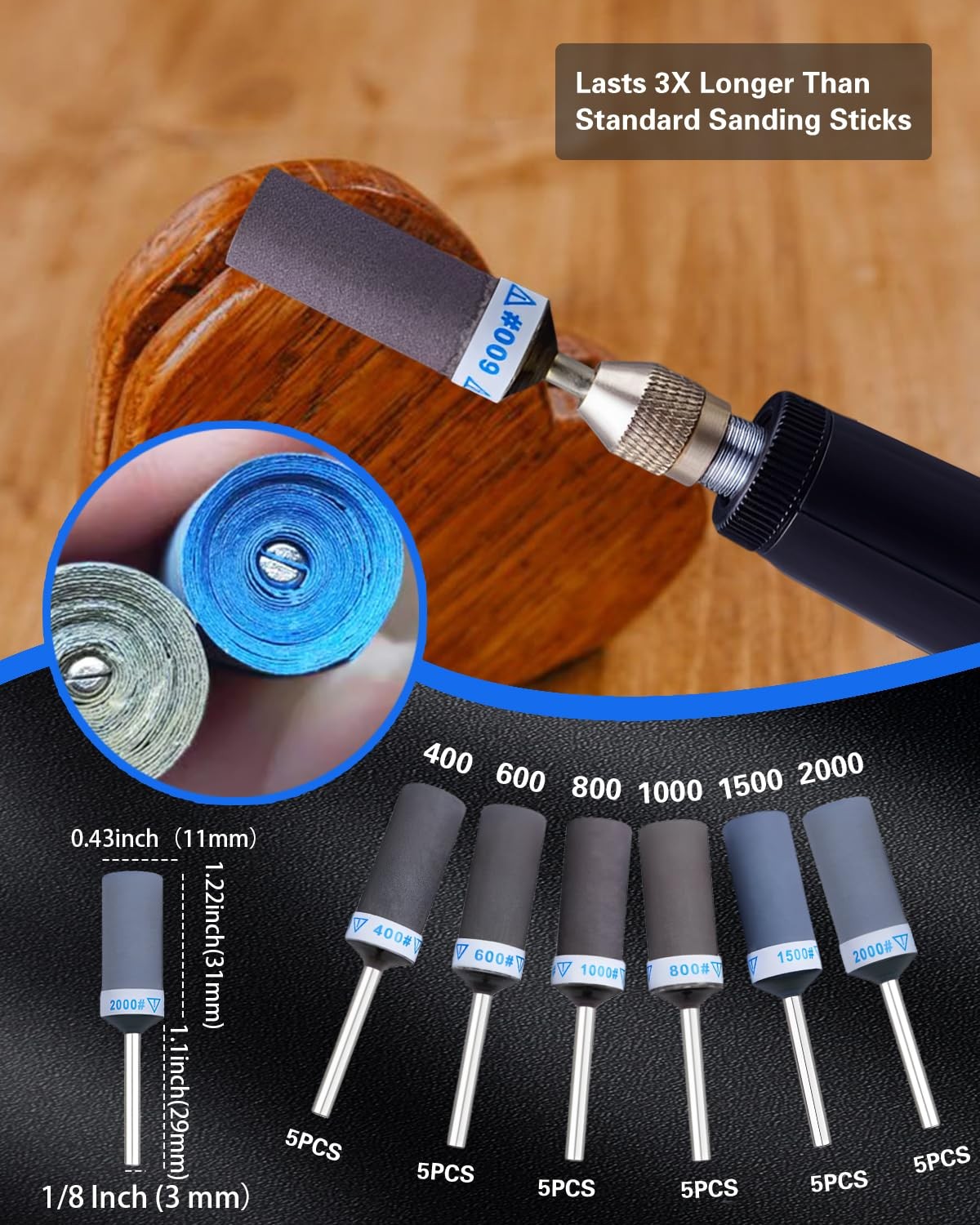 30PCS Sanding Drums for Dremel Rotary Tools Accessories, Sanding Bits Kit for…