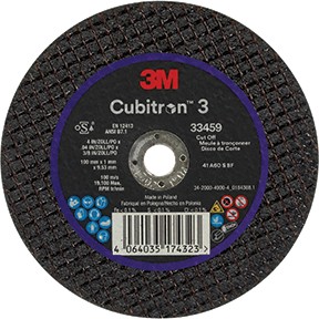 3M™ Cubitron™ 3 Cut-Off Wheel, 4in x 0.04in x 3/8in, 5/Box MMM-33459