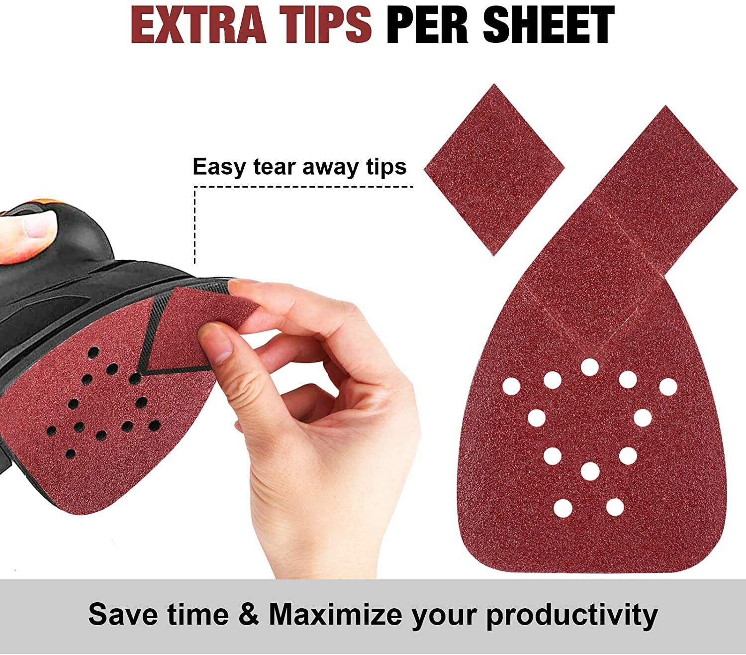 50+3pcs Mouse Sander Sandpaper Detail Sanding Pads 60-240 Grit for Black+Decker