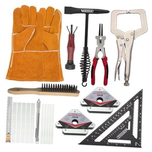 MIG Welding Tools,10pc,Chipping Hammer,Leather Welding Gloves,Speed