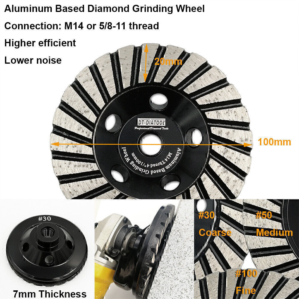 4″ / 5″ Diamond Grinding Wheel Cup Disc Grinder Concrete Stone Aluminum Cut Tool