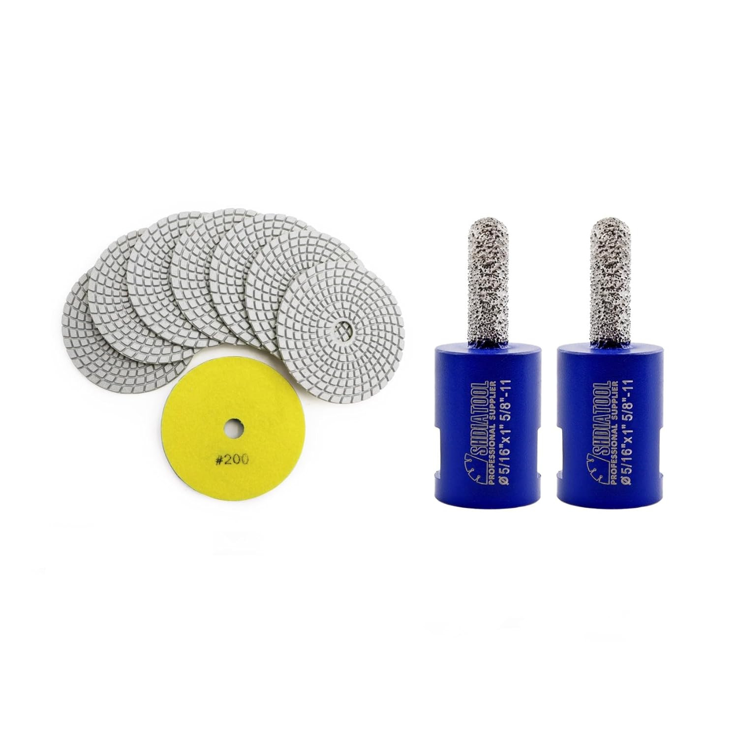 8Pcs Diamond Wet Polishing Pads for Marble & Granite Stone Grinding