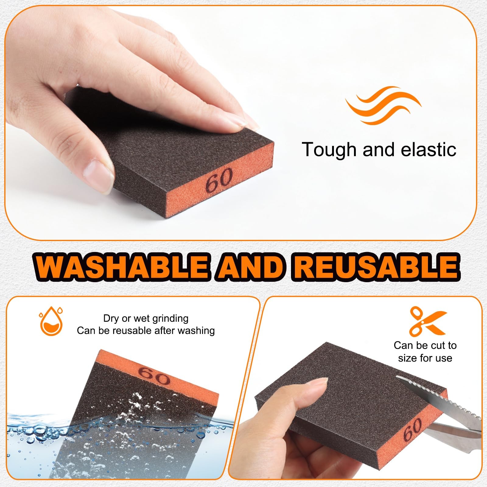 8 Pack Sanding Sponge, 60/80/120/220 Grit Premium Sandpaper Block