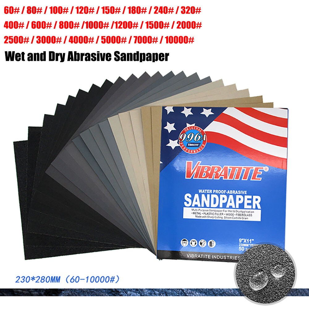 Wet and Dry Abrasive Sandpaper Grit 60#~10000# Sand Paper Sheets 230*280mm 996A
