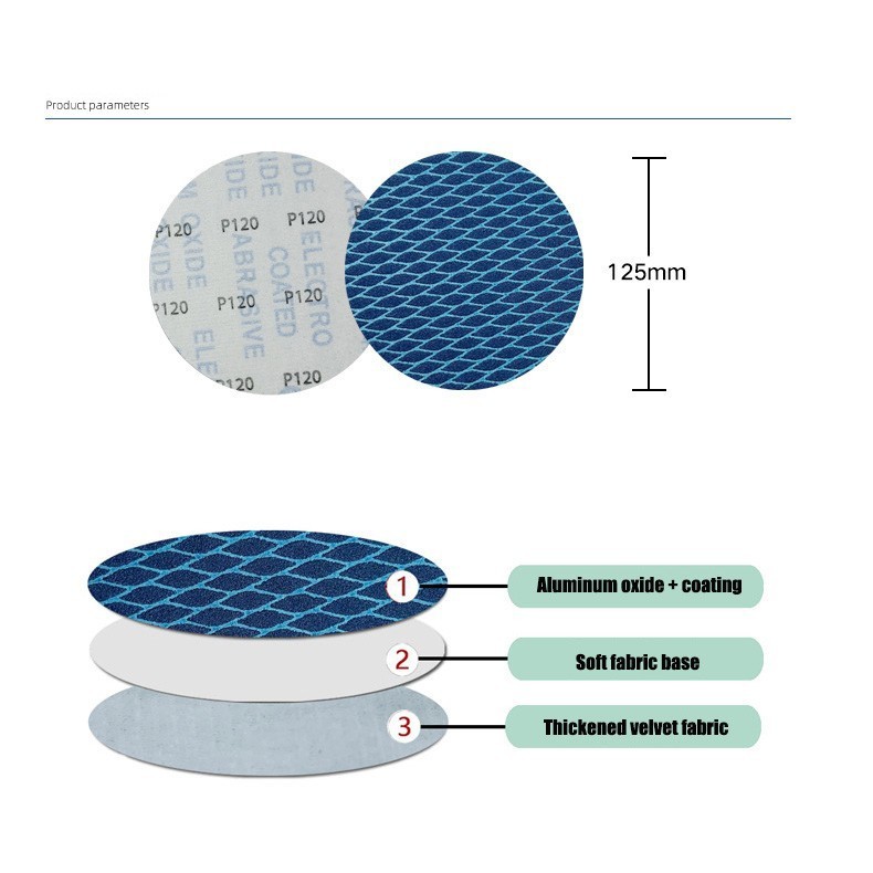 100pcs 125mm Eccentric Sanding Discs Hook and Loop Sandpaper Blue without Holes