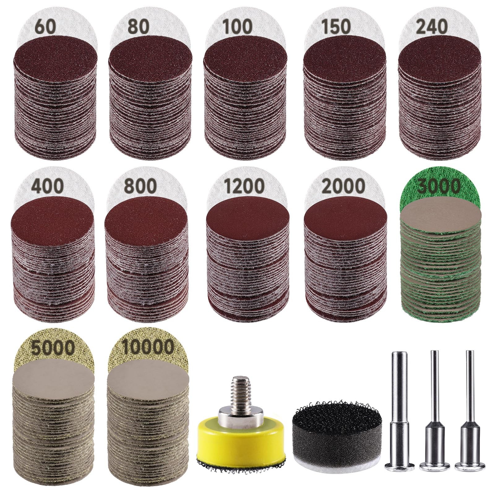 365 PCS 1 Inch Sanding Disc, GOH DODD Hook and Loop 60 to 10000 Grit Wet Dry …