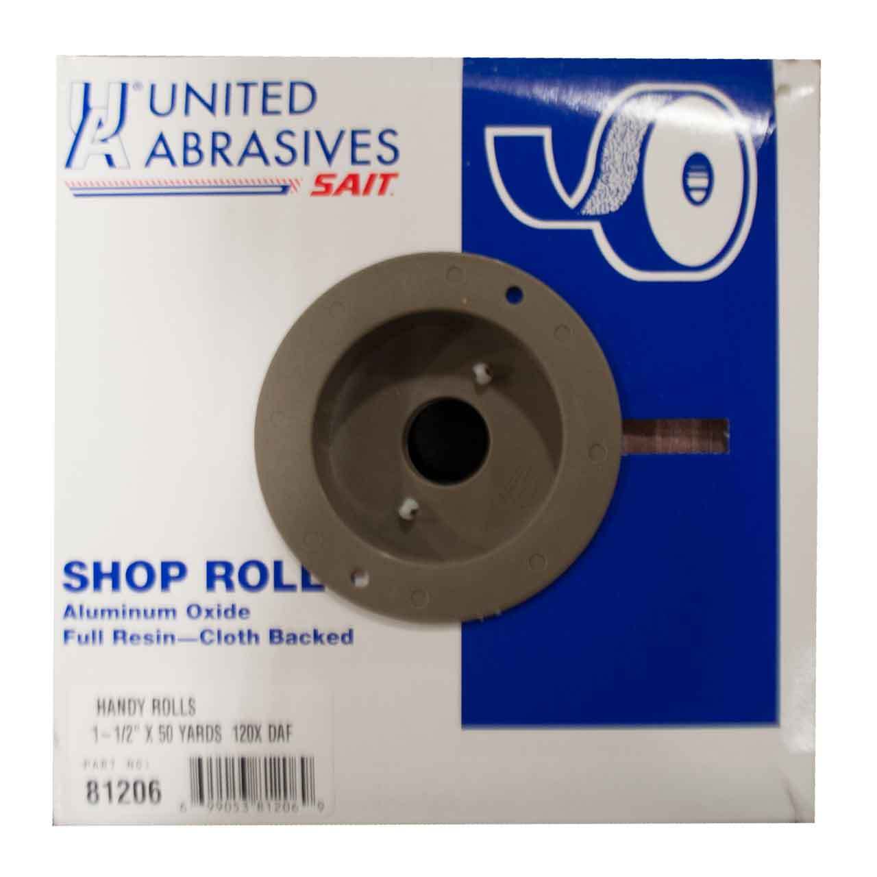 United Abrasives 81206 1-1/2″x50 Yards Aluminum Oxide Handy Shop Rolls 120 Grit
