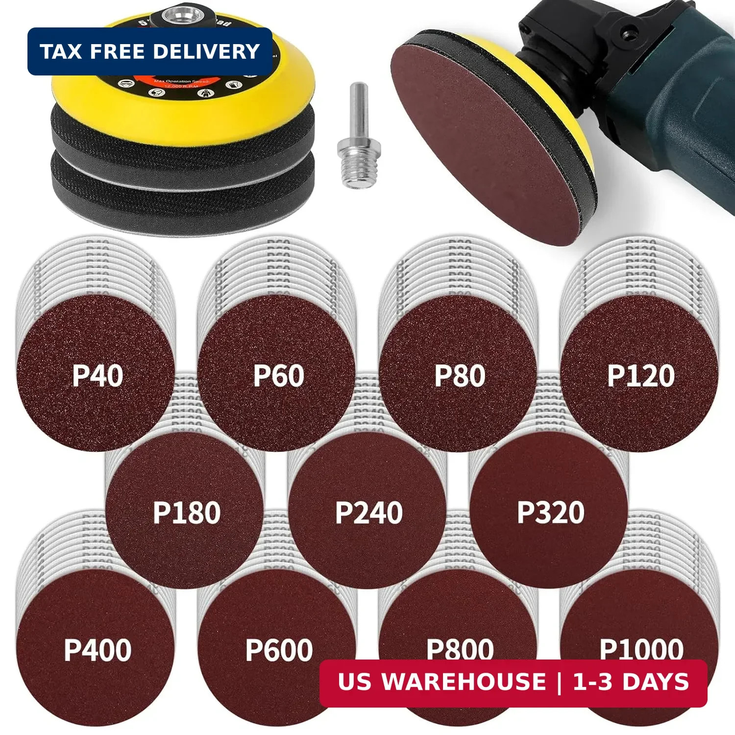 Pomsare 114PCS Angle Grinder Sanding Discs, 5 Inch Upgraded Hook and Loop Foam B