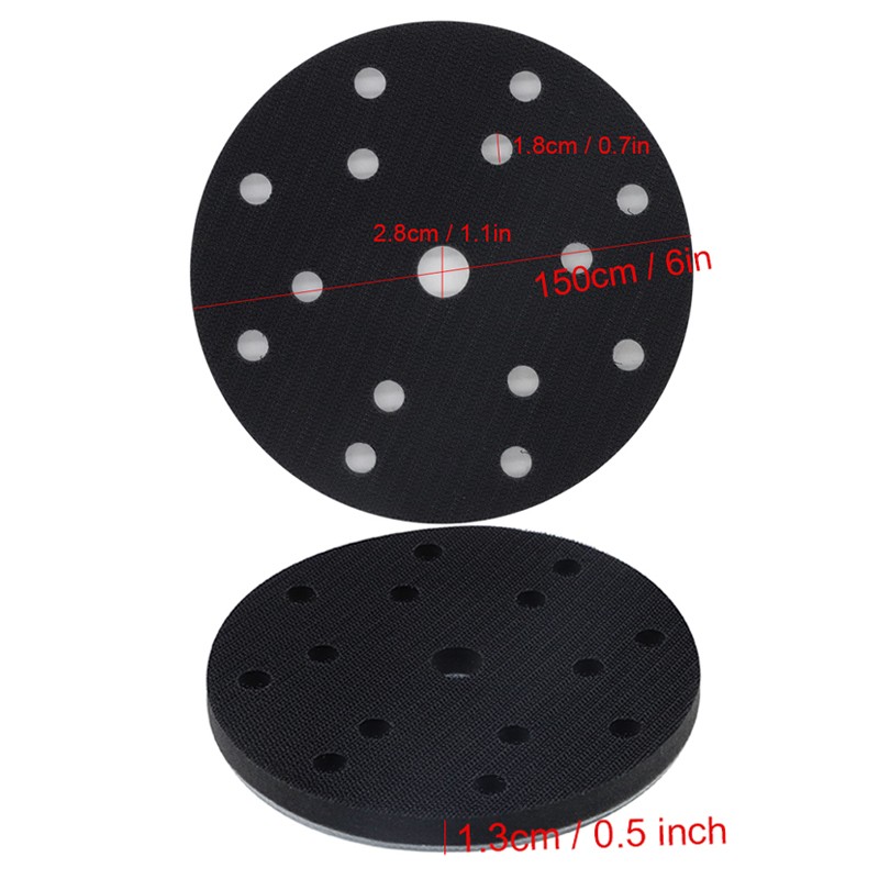 2Pcs 6″ Hook Loop Soft Foam Interface Sanding Disc Sander Backing Pad 15-Holes
