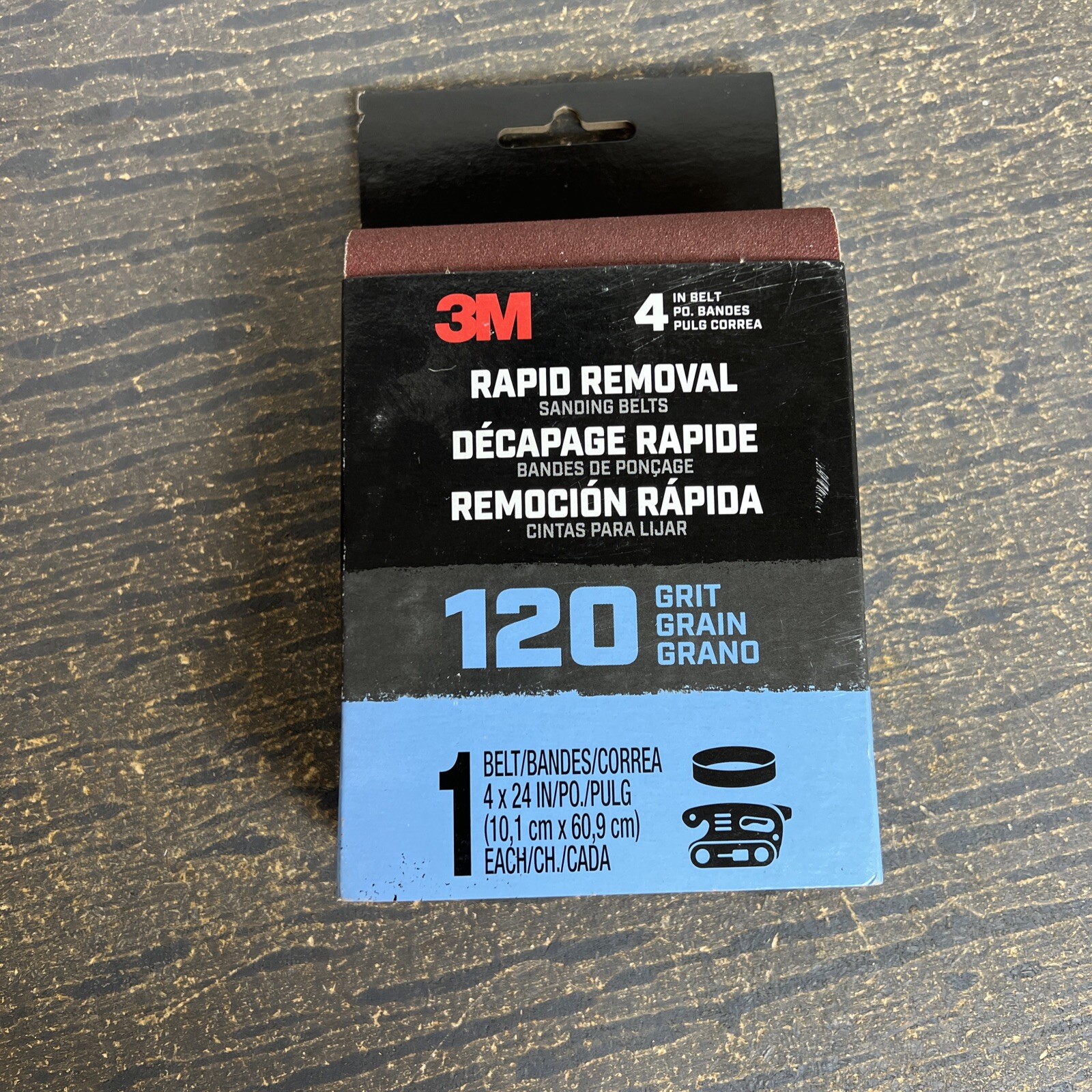 3M BELT 4X24 1PK 120 Rapid Removal Sanding Belt, 120 Grit