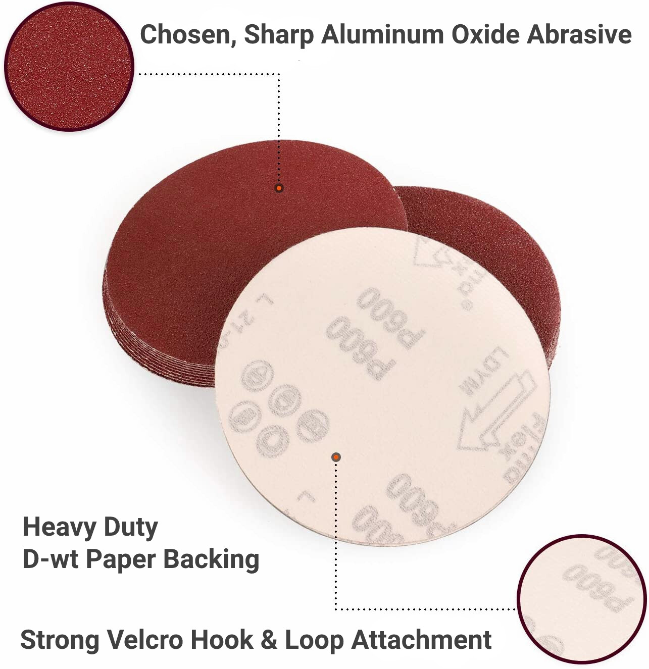 100PCS 6″ Sanding Discs 40-2000 Grit Hook Loop DA Sander Orbital Sandpaper Pads