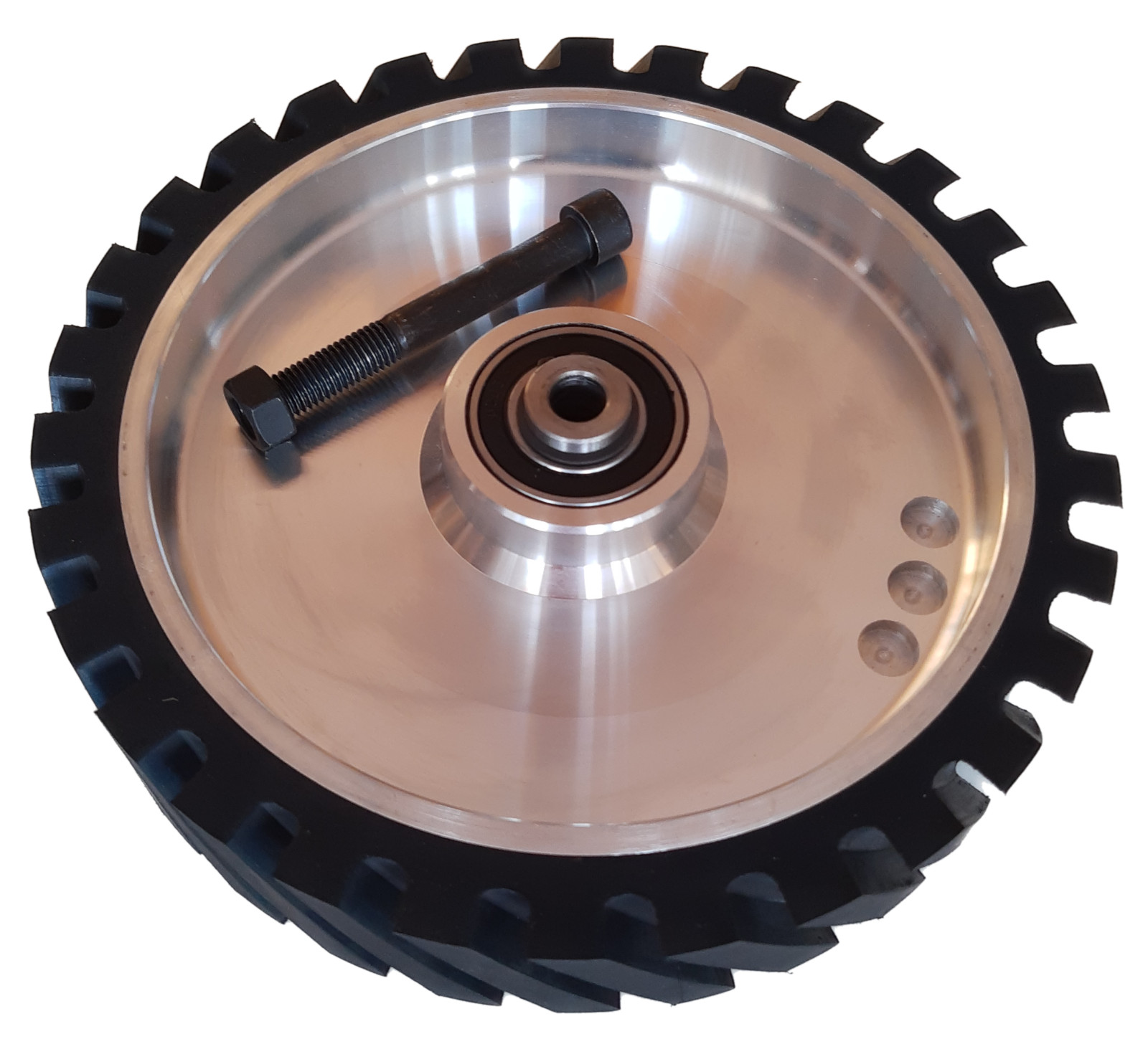 250mm -10″ Belt Grinder Contact Wheel Serrated Rubber-50 mm Wide -1 Min Mounting