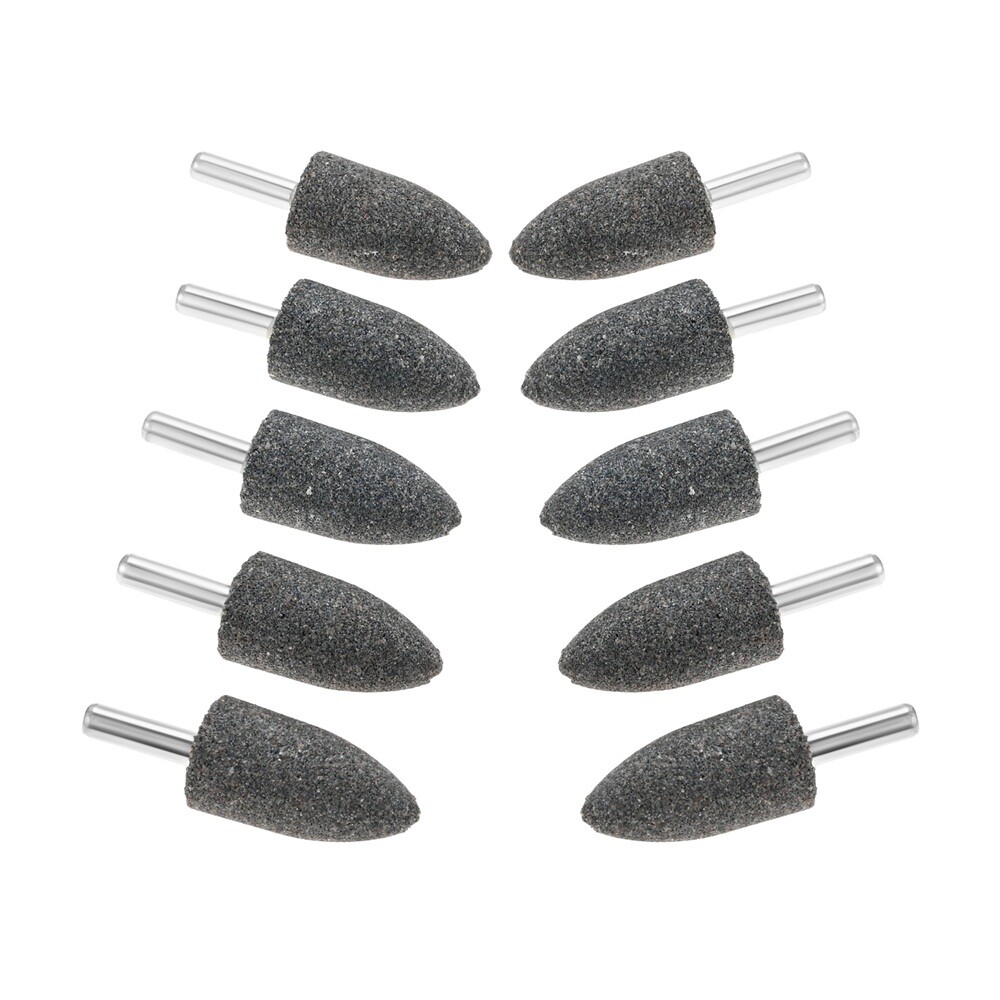 10PC Cone Shape Grinding Stones 20mm Aluminium Oxide Fit Electric Rotary Tool