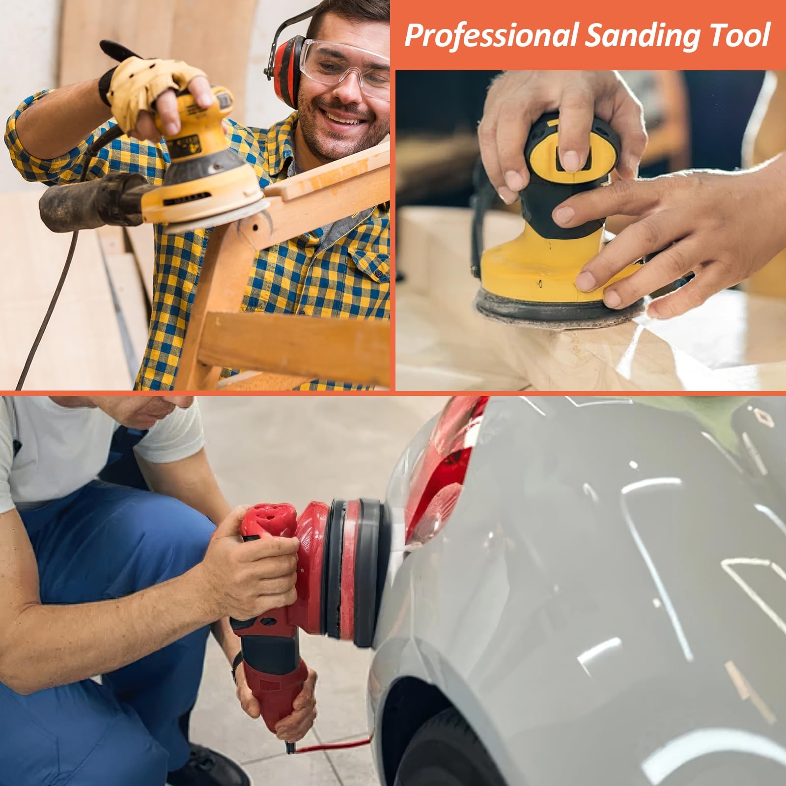 Pack 5 Inch 8 Holes Foam Sanding Pads Soft Density Interface Pad Hook and Loop
