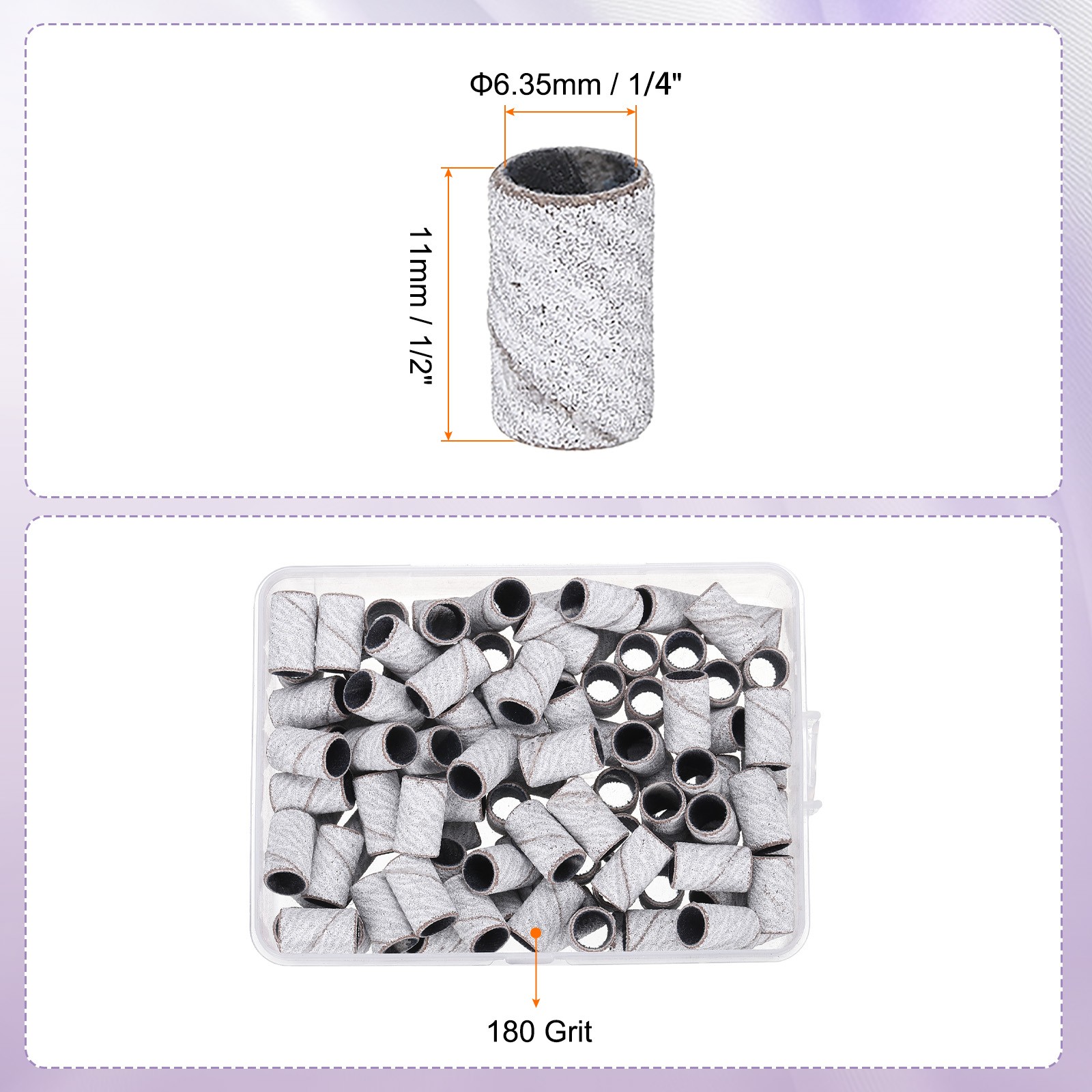 100pcs Small Sanding Bands 240 Grit for Nail Drill Bits White