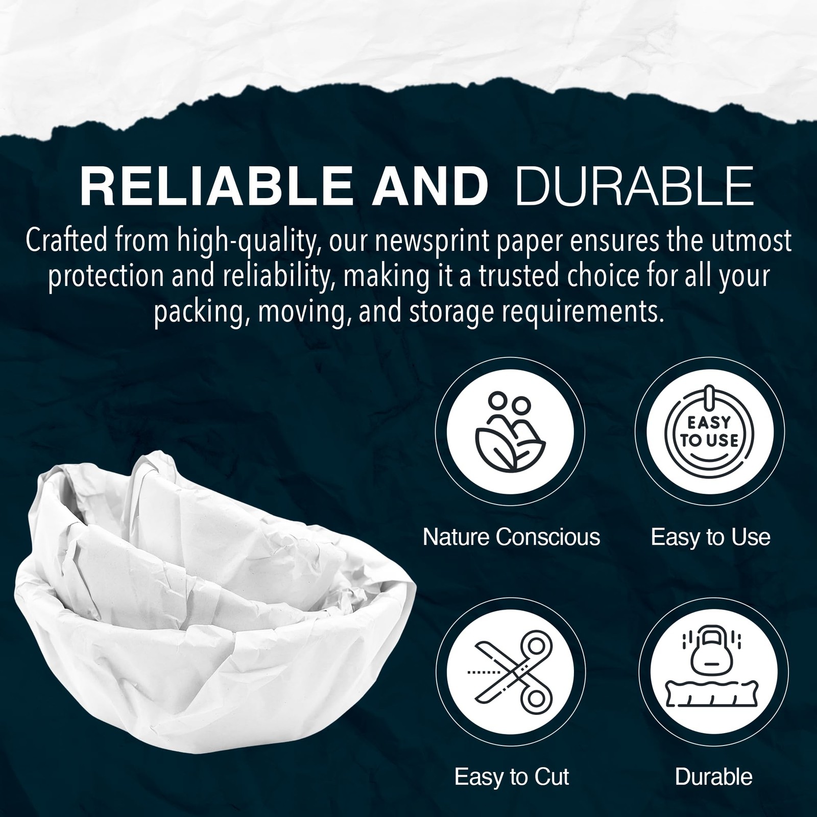 White Bulk Packing Paper Sheets for Moving | 640 sheets | 27″ x 17″ | 20 lb | Tw