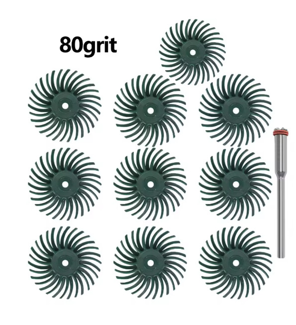 SIFANG 10pcs 1 Inch Radial Bristle Disc Kit Abrasive Brush 3 2.35mm Shank Detail
