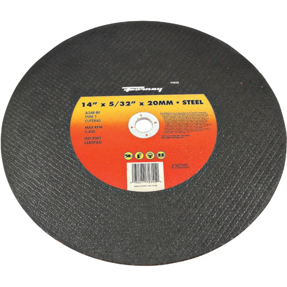 Forney Type 1 14 In. x 5/32 In. x 20 mm Steel Cut-Off Wheel 72355 Pack of 10
