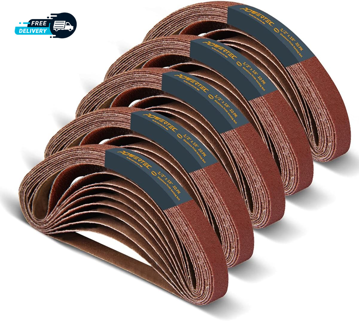 1/2 X 18 Inch Sanding Belts 50PK 10 Each of 40/80/120/180/240 Grits