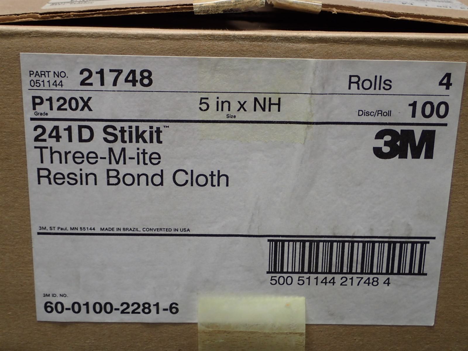 NEW 3M 21748 241D Stikit Sanding Discs 120 Grade, 5 Inch, 100 count roll. (W15)