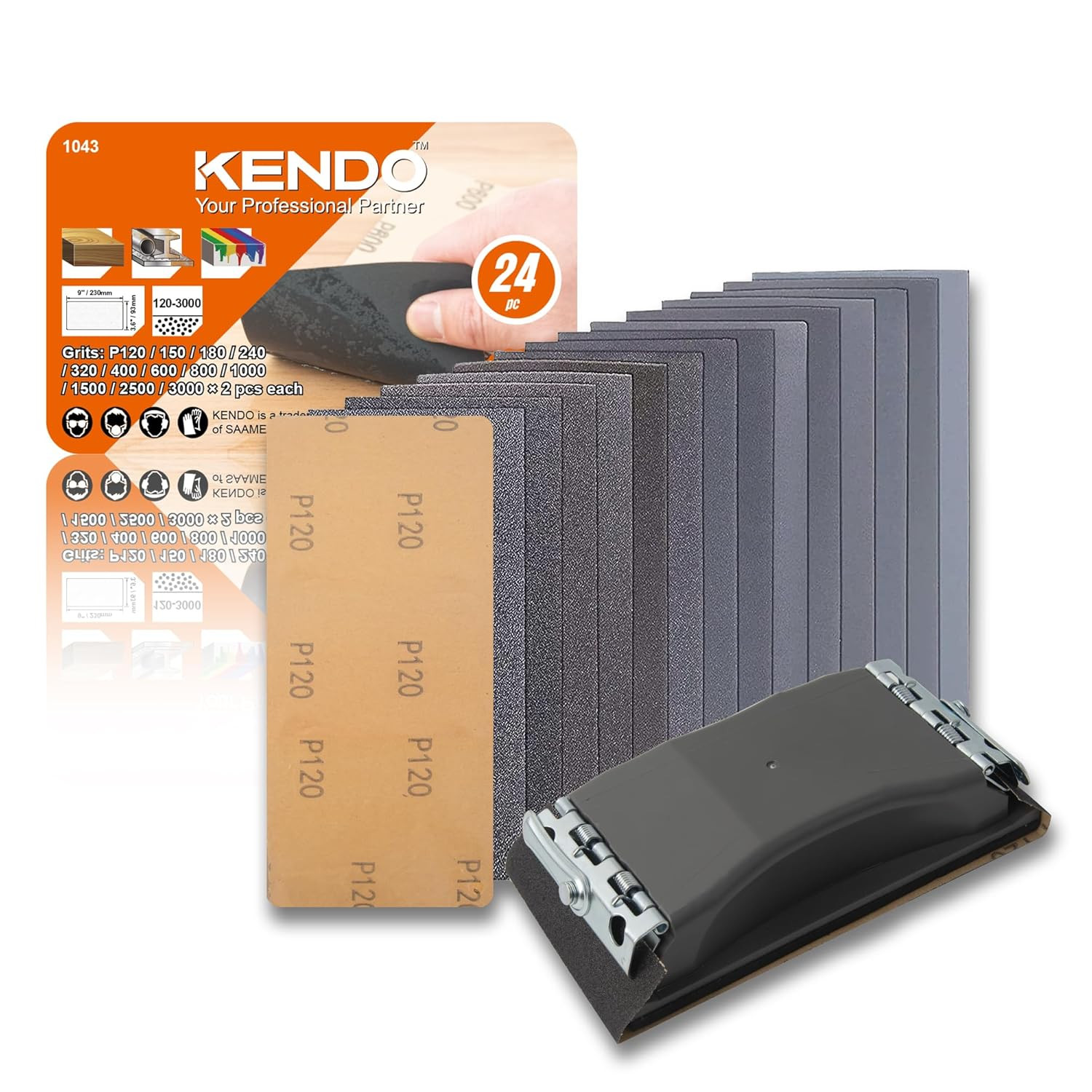 24Pcs Wet & Dry Sandpaper, 120 to 3000 Grit Sand Paper Assortment for Wood Furni