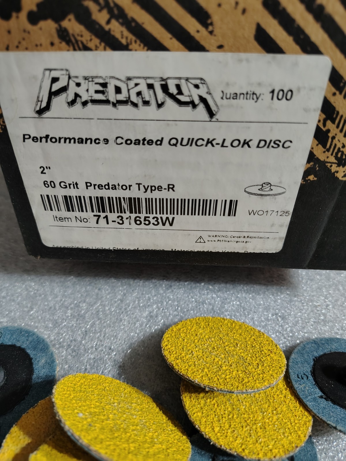 (143) PREDATOR 60 Grit Lock Sanding Grinding QUICK-LOK Disc 2″ Type R 71-31653W