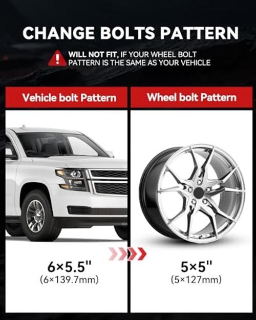 2PCS Wheel Adapters for Grand Cherokee Wheels on Silverado 1500 6×5.5 to 5×5