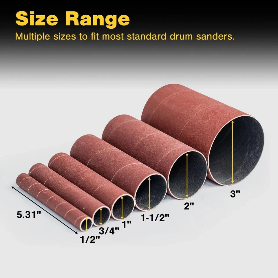 Sanding Sleeves for Oscillating Spindle Sander, Aluminum Oxide, 6-Pack (1-1/2…