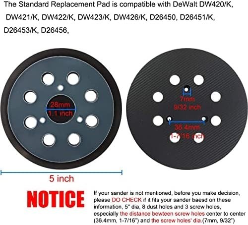 5″ 8 Hole Hook & Loop Sander Pad for DeWalt DW420 DW421 DW423 DW426 D26451