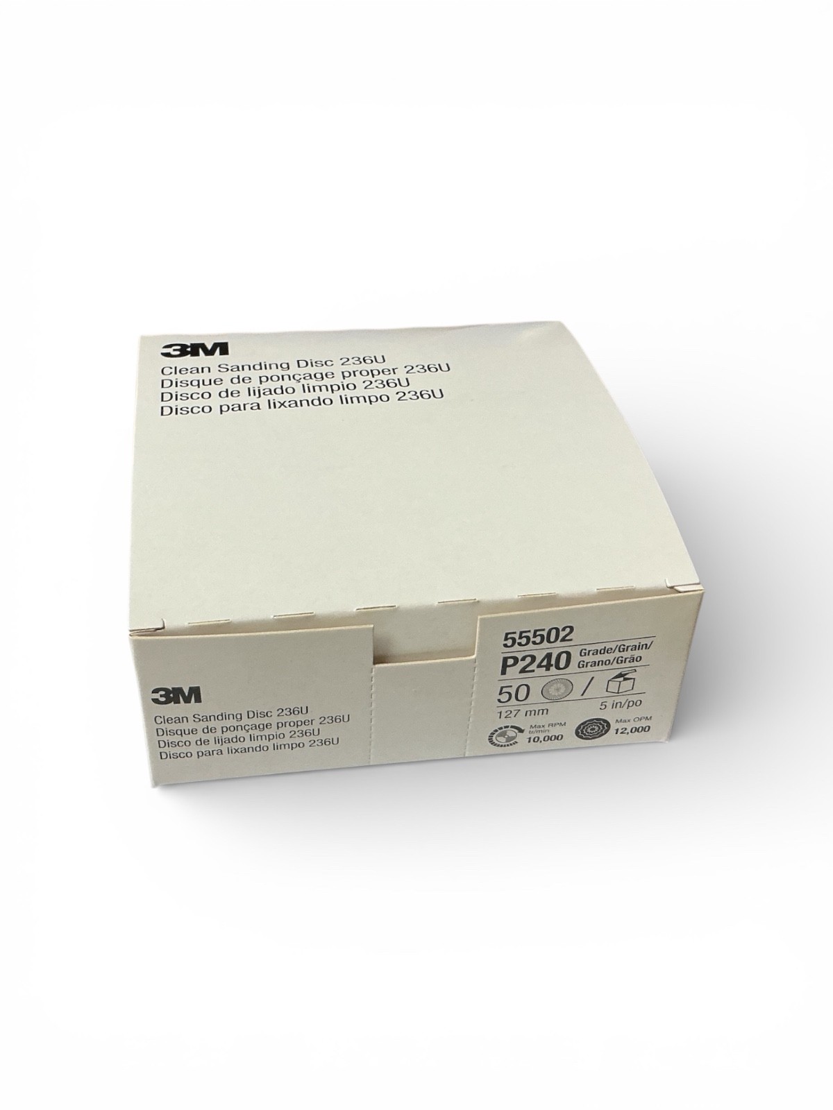 3M 236U Clean Sanding Discs 5 Inch P240 Hook & Loop 55502 50/Box Fine Grit
