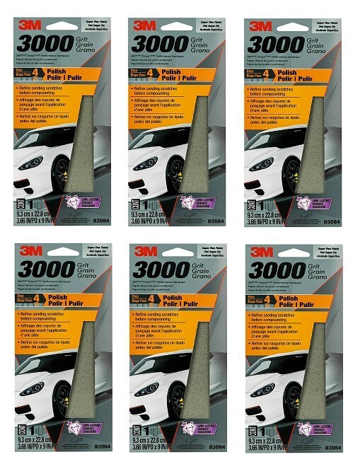 3M 3-2/3″ x 9″, 3000 Grit, Trizact Sandpaper, Structured Abrasives (6 Pack)