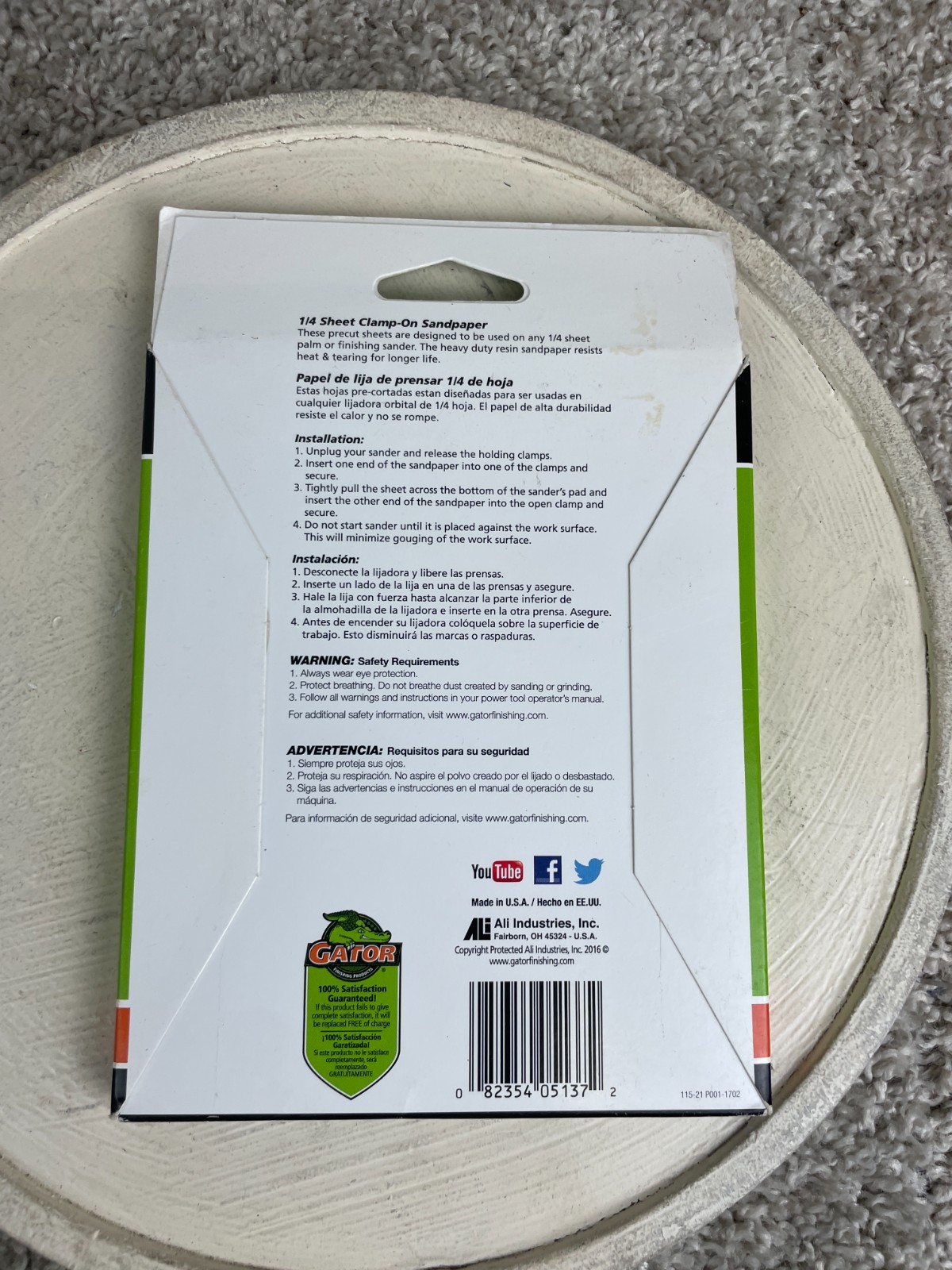 Gator Power 1/4 Sheet Clamp-On Sandpaper 120 Grit 25 Sheets 4.5×5.5 No 5137 NWT