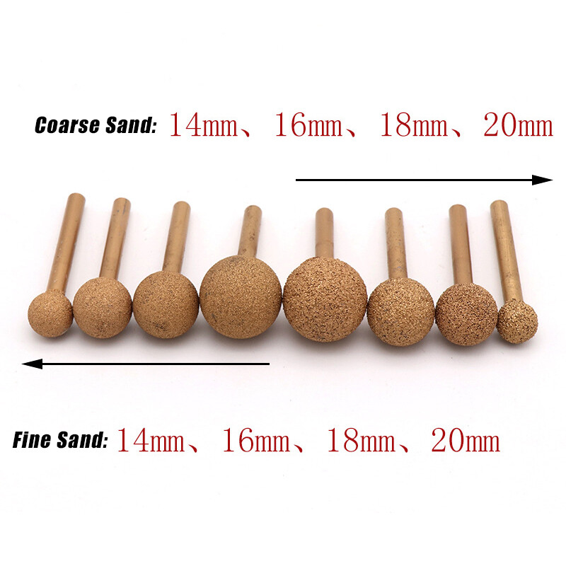 Brazed Diamond Grinding Head Spherical Fine / Coarse Sand Polishing 6mm Shank