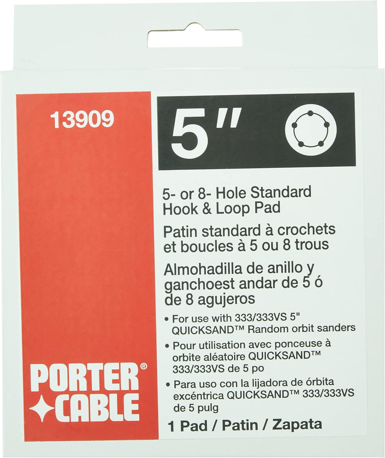 PORTER-CABLE Hook And Loop Pad for Model 333VS Sander, 5 or 8-Hole (13909) , …