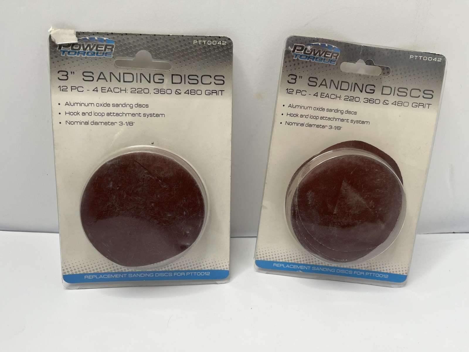 24pcs Power Torque 3 In Sanding Discs Fine 220-480 Grit Brown PTT0042