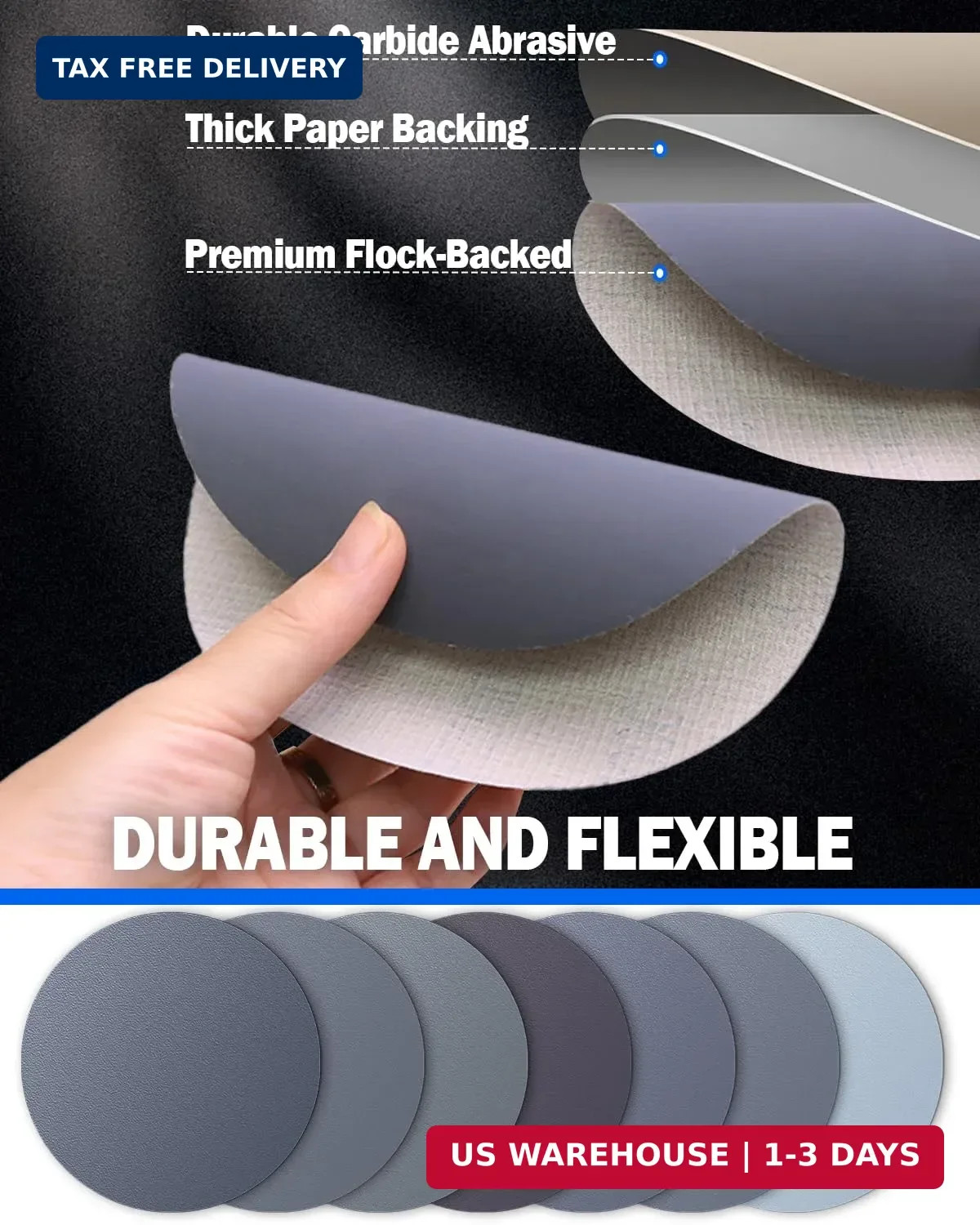 70Pcs 6 Inch Wet Dry Sanding Paper Discs Hook and Loop, 5000 3000 2000 1000 800