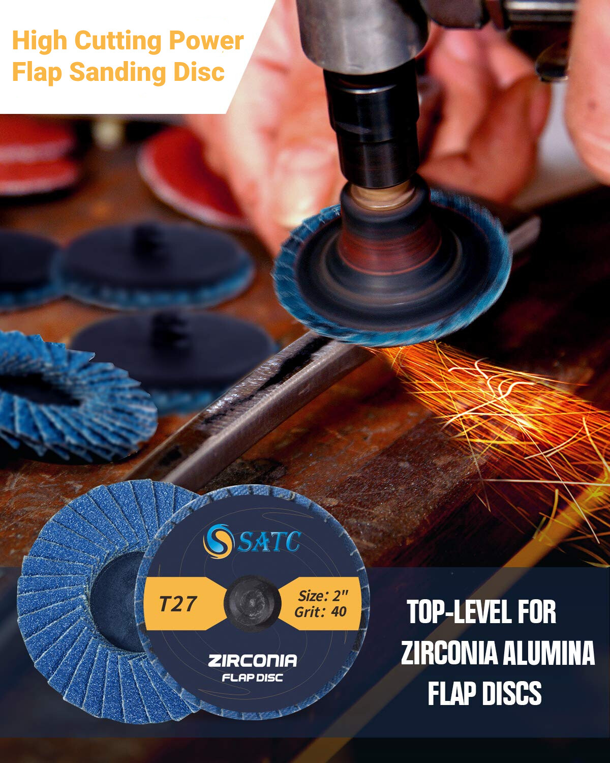 2 inch Blue ZA Flap Discs 40 Grit R-Type Roll Lock Sanding Grinding Discs Wheels