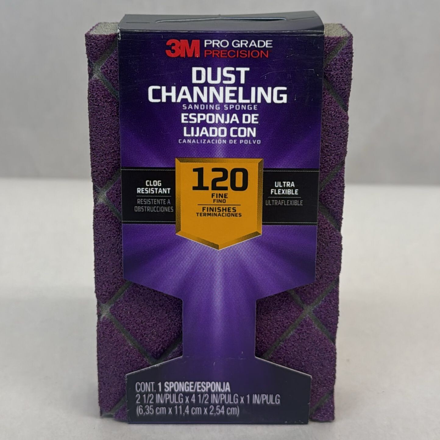 3M Pro Grade Precision Dust Channeling Sanding Sponge 120 Grit Fine