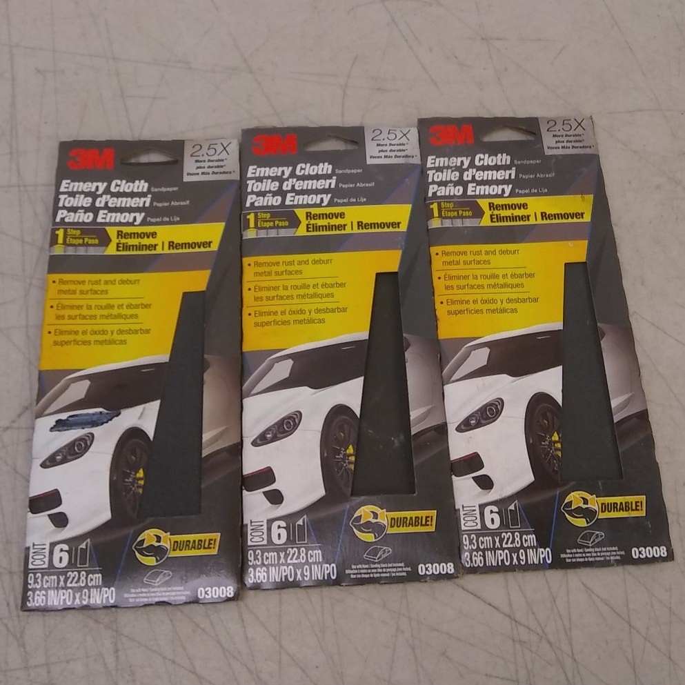 3-Packs-of-6 3M Durable Emery Cloth Rust Remover Sandpaper 3-2/3″ x 9″ 03008
